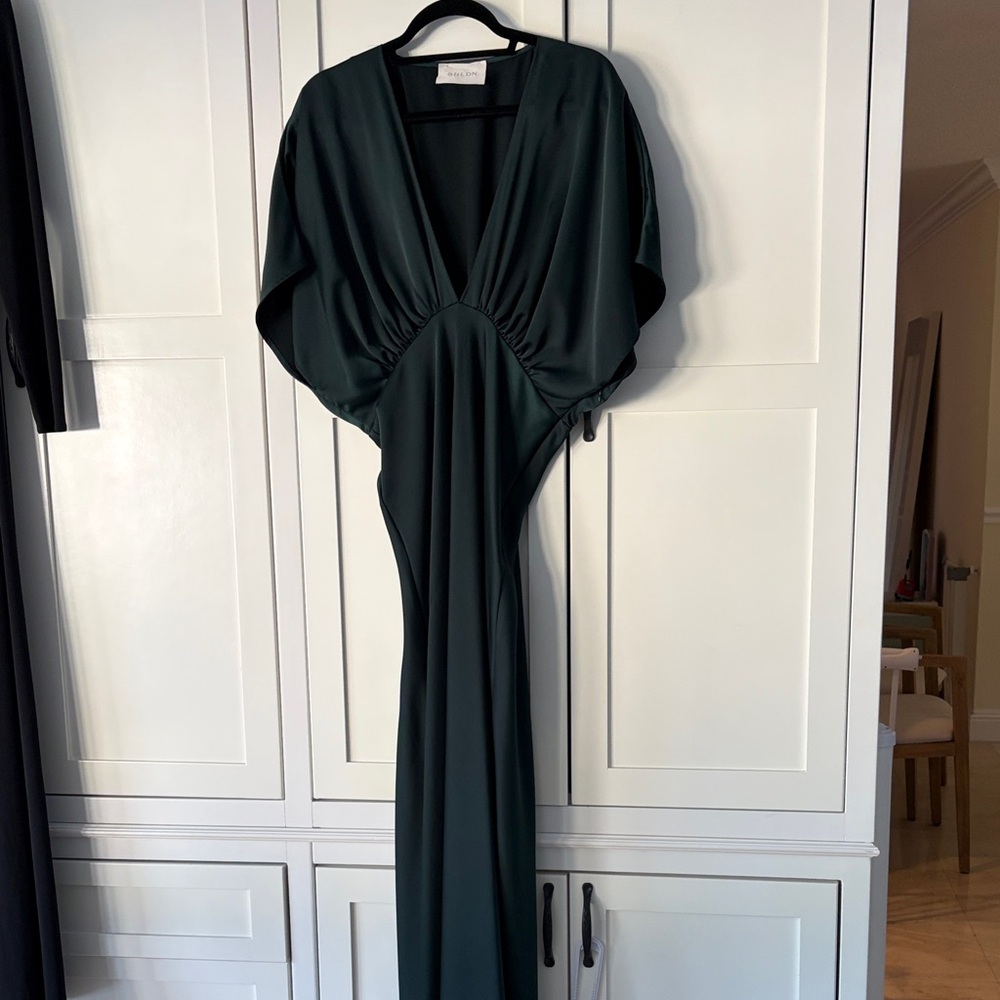 BHLDN Forest Green V-Neck Maxi Dress